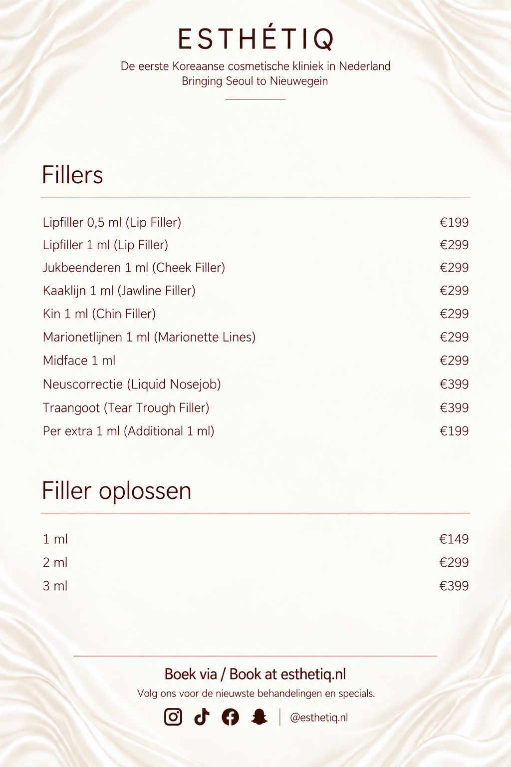 Prijzenlijst FILLERS