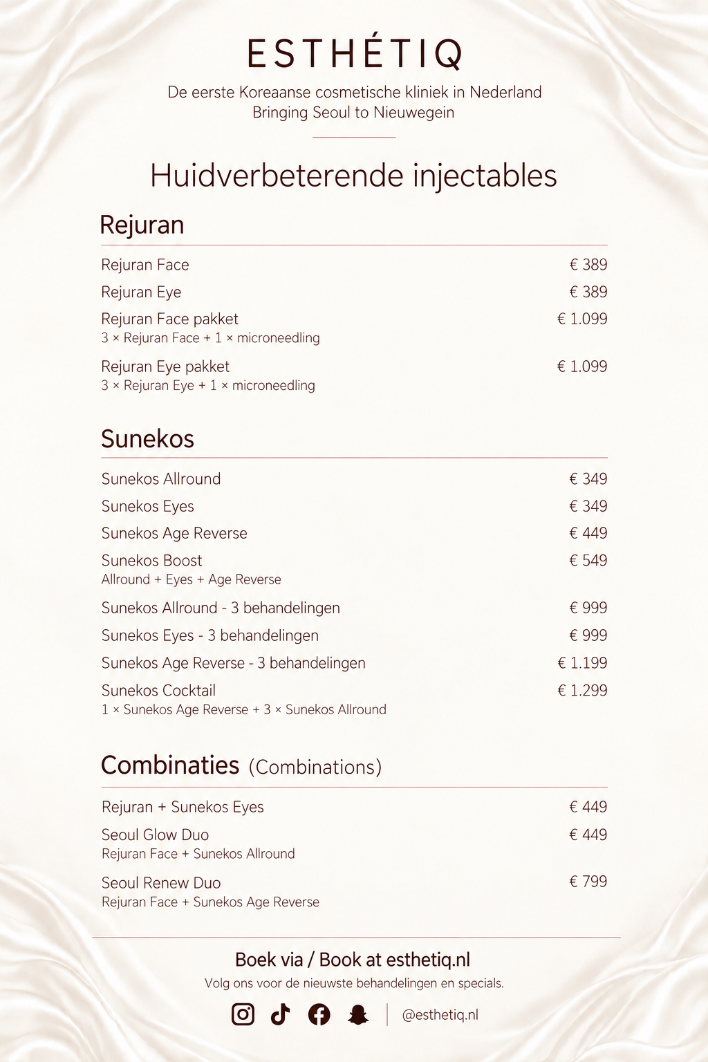 Prijzenlijst Rejuran en Sunekos
