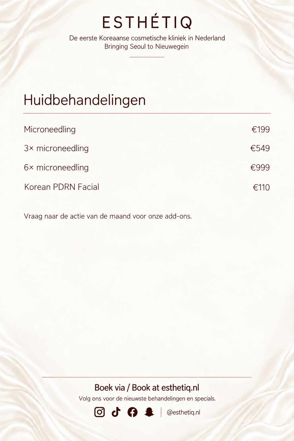 Prijzenlijst huidbehandelingen